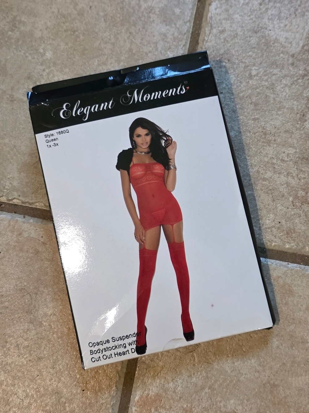 Elegant Moments Red Opaque Suspender Bodystocking with Attached Thigh-Highs